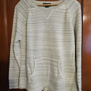 Eddie Bauer LADIES Striped MINT GREEN  Crewneck Sweater WITH CUTE TIES AT BOTTOM